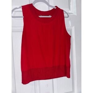 Athleta Womens Crewneck Sleeveless Red Athletic Top, Medium